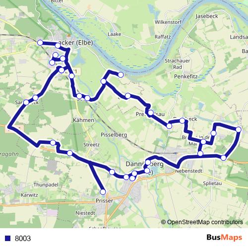 8003 bus Line Map