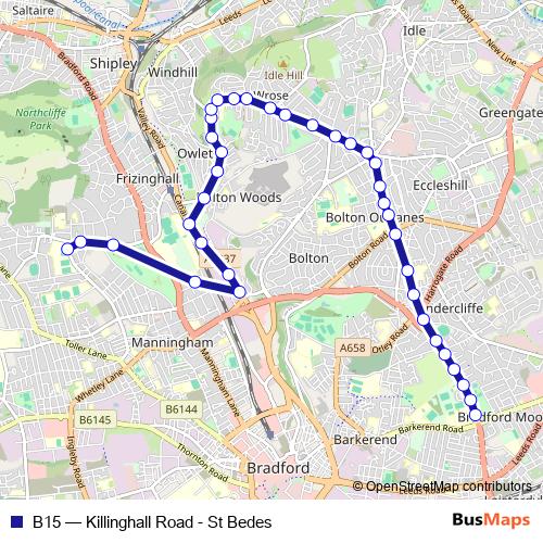 B15 bus Line Map