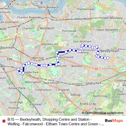 B15 bus Line Map