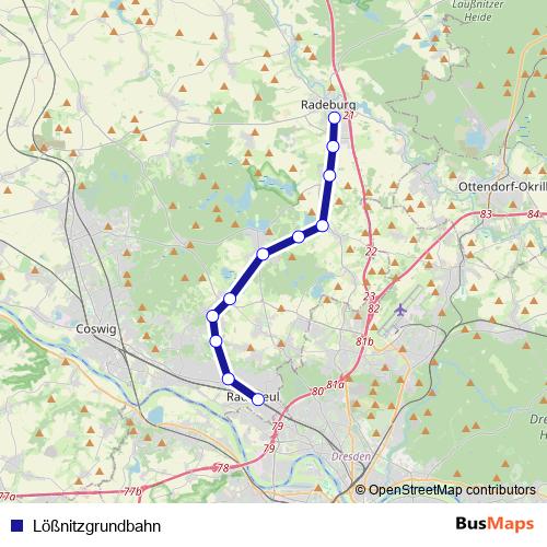 Lößnitzgrundbahn rail Line Map