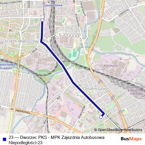 23 bus Line Map