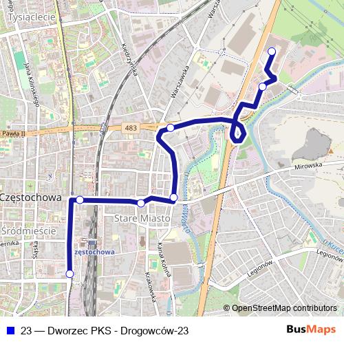 23 bus Line Map