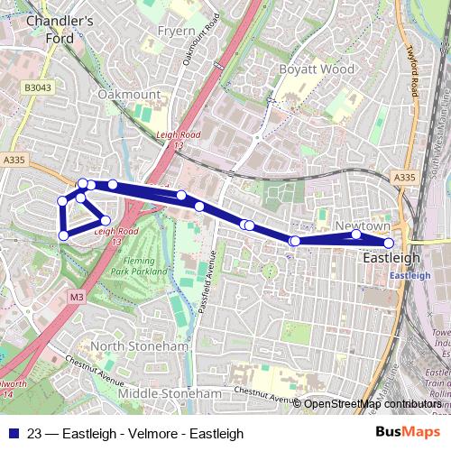 23 bus Line Map