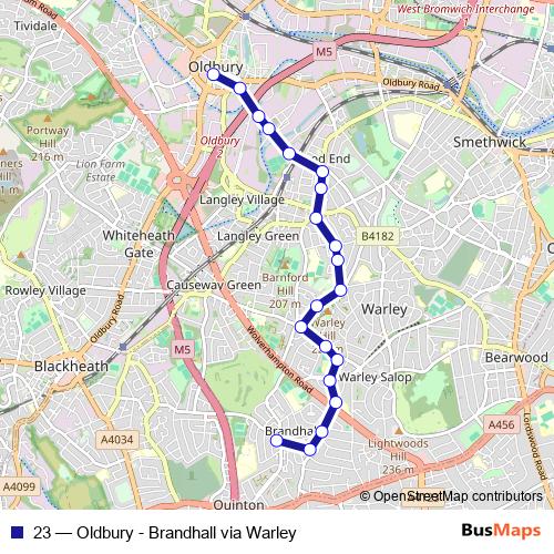 23 bus Line Map