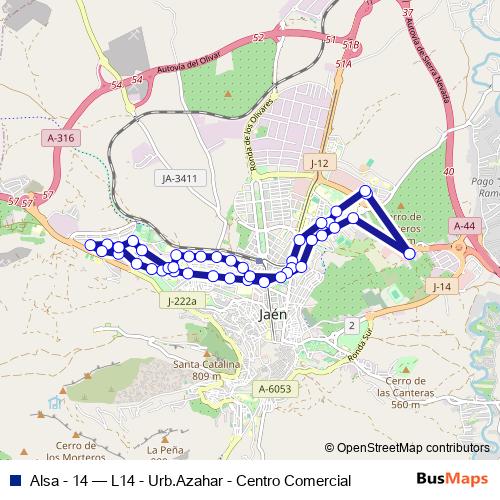 Alsa - 14 bus Line Map
