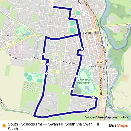 South - Schools Pm bus Line Map
