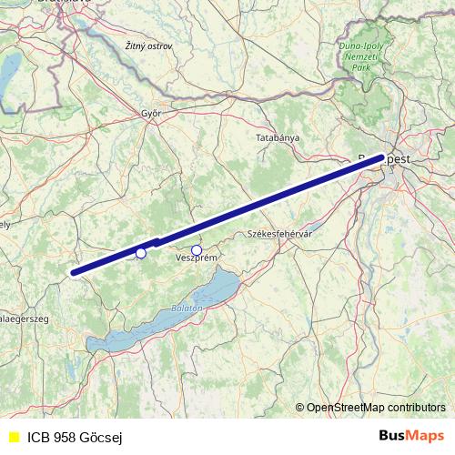 ICB 958 Göcsej bus Line Map