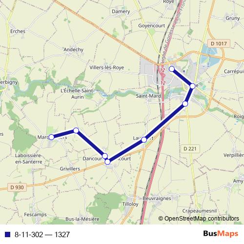 8-11-302 bus Line Map