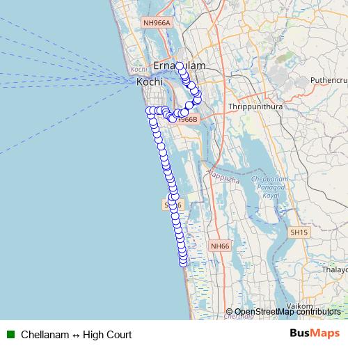 Chellanam ↔ High Court bus Line Map