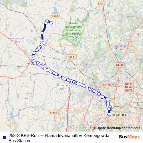 258-S KBS-Rdh bus Line Map