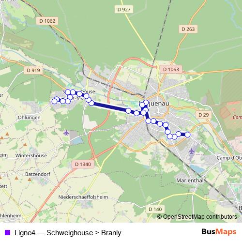Ligne4 bus Line Map