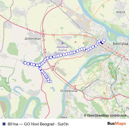 601na bus Line Map