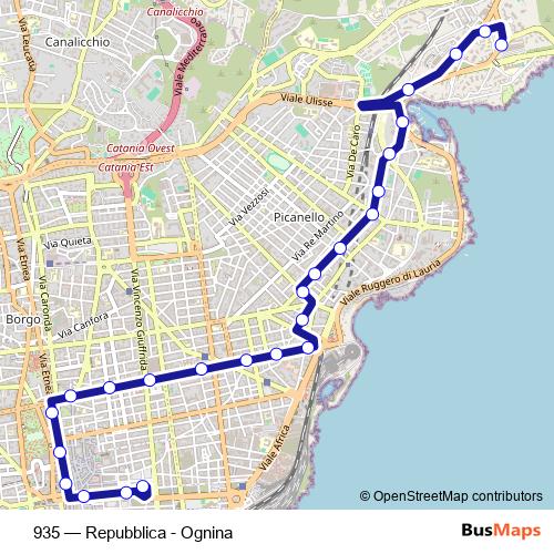 935 bus Line Map