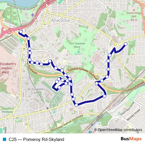 C25 bus Line Map