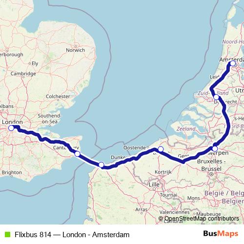 Flixbus 814 bus Line Map