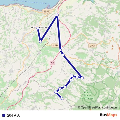 204 A A bus Line Map