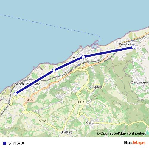 234 A A bus Line Map