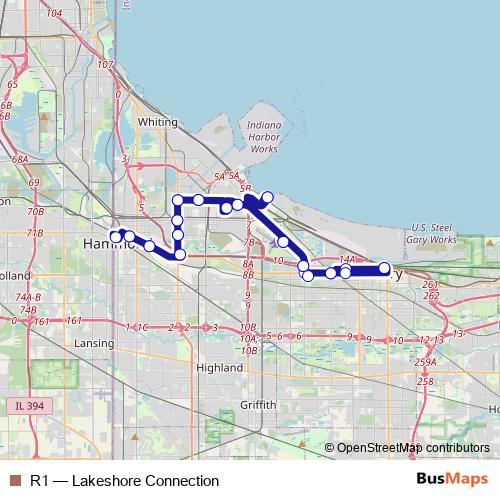 R1 bus Line Map