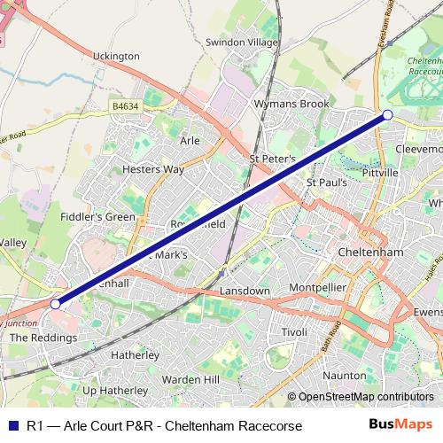 R1 bus Line Map