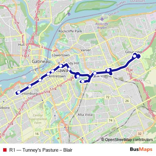 R1 bus Line Map