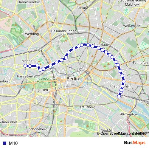 M10 tram Line Map