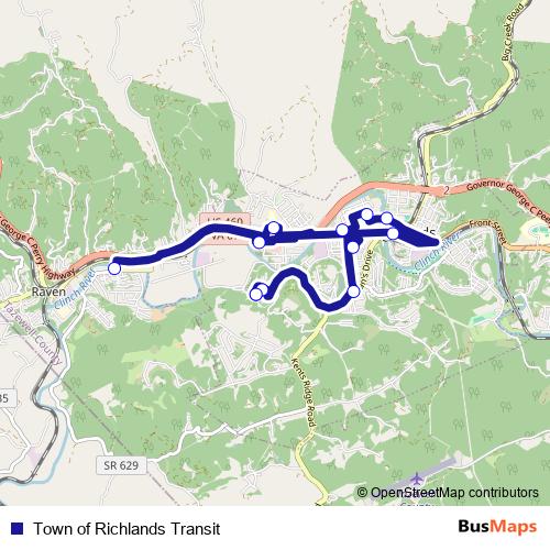 Town of Richlands Transit bus Line Map