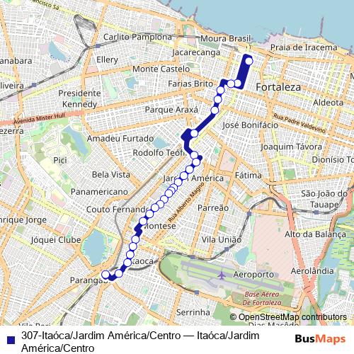 307-Itaóca/Jardim América/Centro bus Line Map