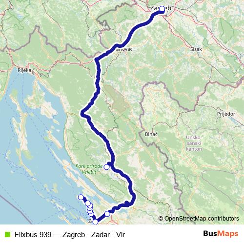 Flixbus 939 bus Line Map