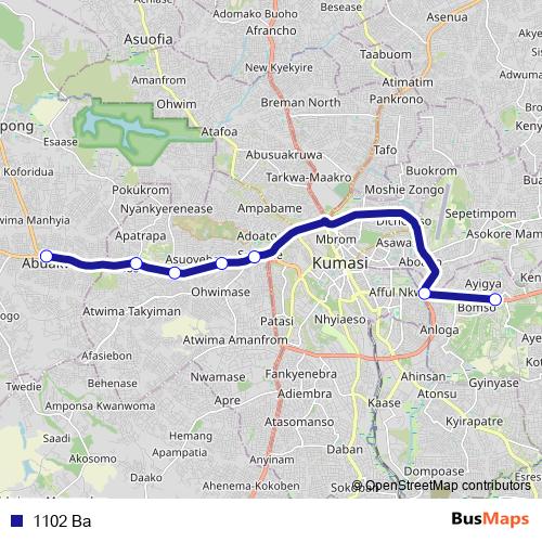 1102 Ba bus Line Map