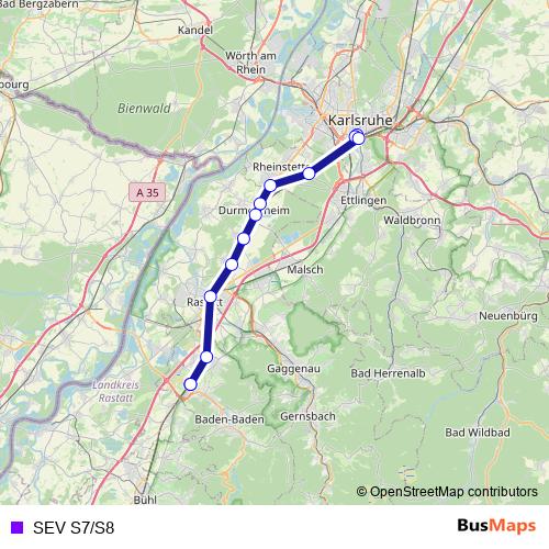 SEV S7/S8 bus Line Map