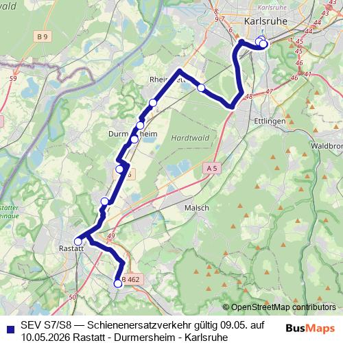 SEV S7/S8 bus Line Map