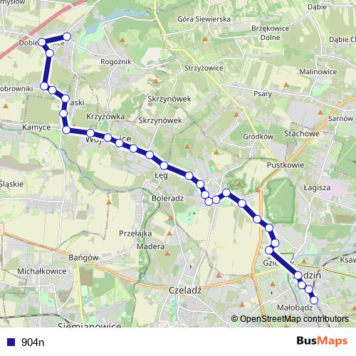 904n bus Line Map
