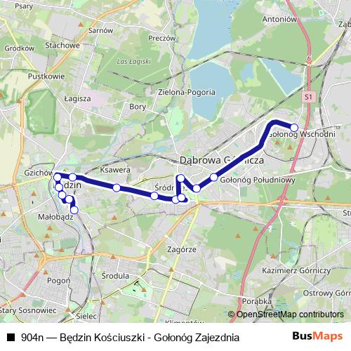 904n bus Line Map