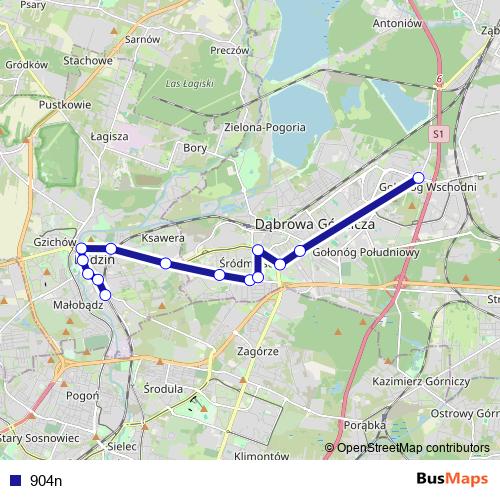 904n bus Line Map
