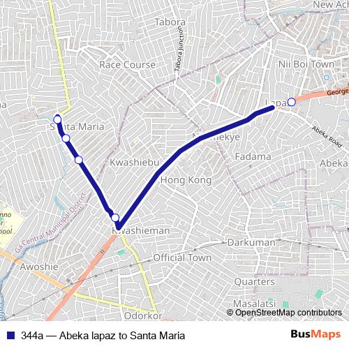 344a bus Line Map