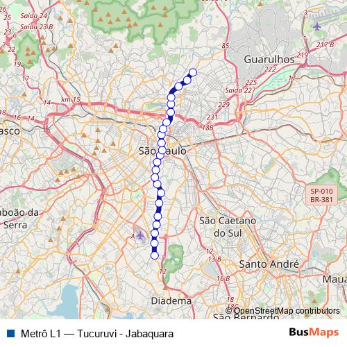 Metrô L1 metro Line Map