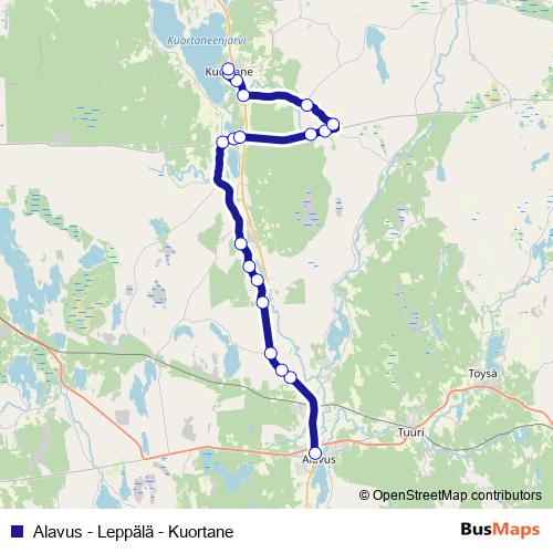 Alavus - Leppälä - Kuortane bus Line Map