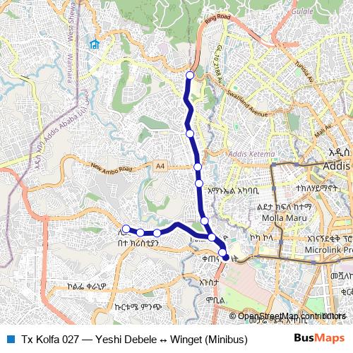 Tx Kolfa 027 bus Line Map