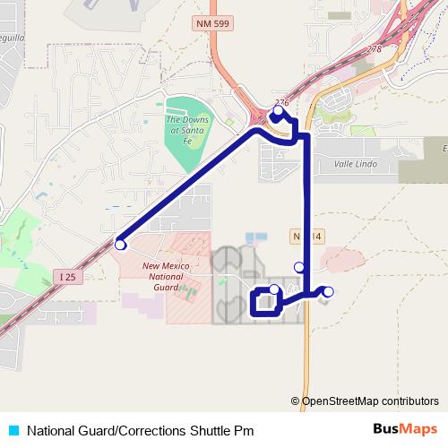 National Guard/Corrections Shuttle Pm bus Line Map