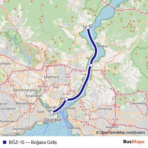 BĞZ-15 ferry Line Map