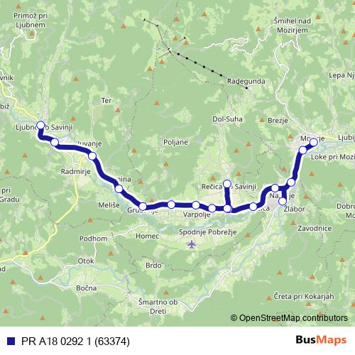 PR A18 0292 1 (63374) bus Line Map