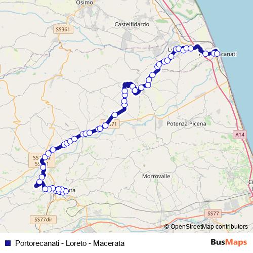 Portorecanati - Loreto - Macerata bus Line Map