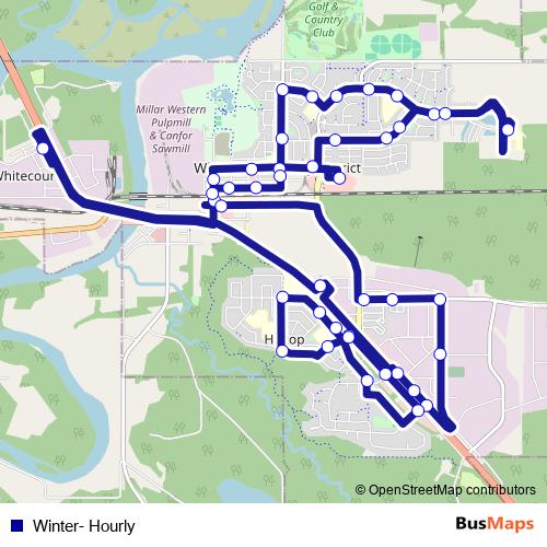 Winter- Hourly bus Line Map