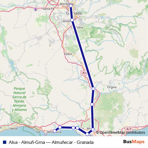 Alsa - Almuñ-Grna bus Line Map