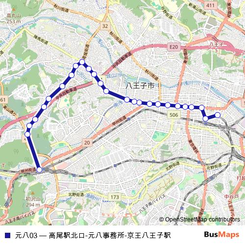 元八03 bus Line Map