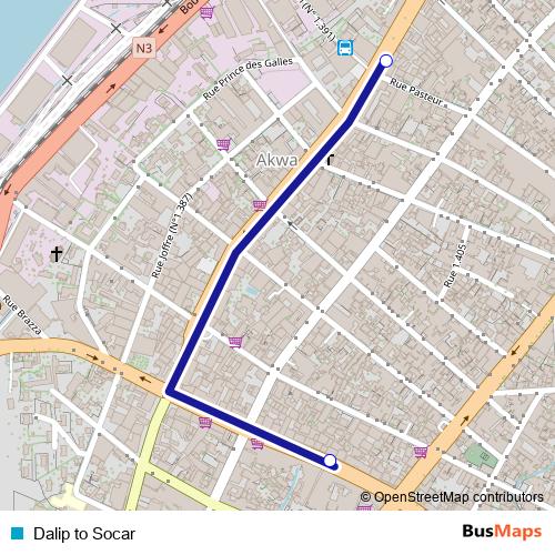 Dalip to Socar bus Line Map