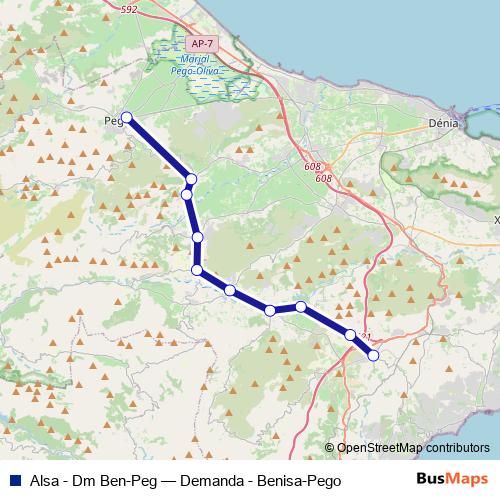 Alsa - Dm Ben-Peg bus Line Map
