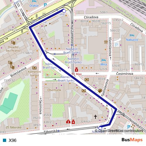 X96 bus Line Map