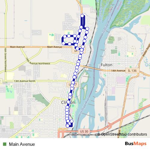 Main Avenue bus Line Map