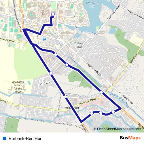 Burbank-Ben Hur bus Line Map